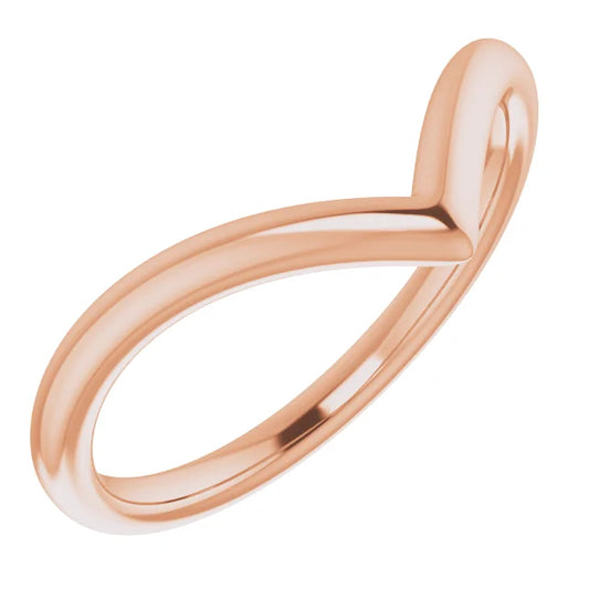14K Gold Mid V Shape Wedding Band or Stackable