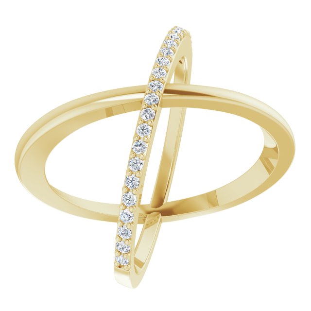 14K Yellow 1/4 CTW Natural Diamond Criss-Cross Ring, Size 7