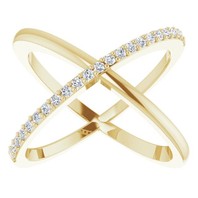 14K Yellow 1/4 CTW Natural Diamond Criss-Cross Ring, Size 7
