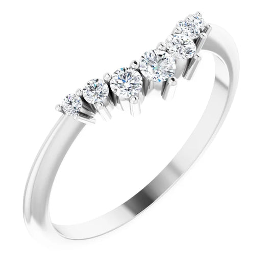 14K White 1/5 CTW Natural Diamond Petite Contoured Band