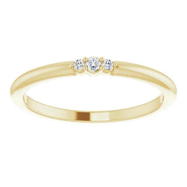 14K Yellow Gold .03 CTW Natural Diamond Wedding Band or Stackable Ring