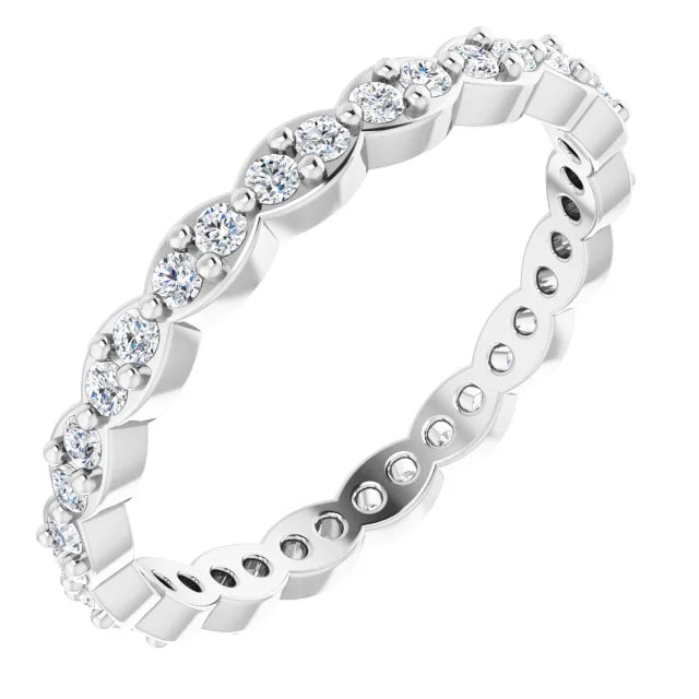 14K White 1/2 CTW Natural Diamond Eternity Band Size 7