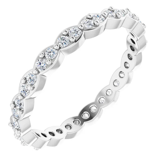 14K White 1/2 CTW Natural Diamond Eternity Band Size 7