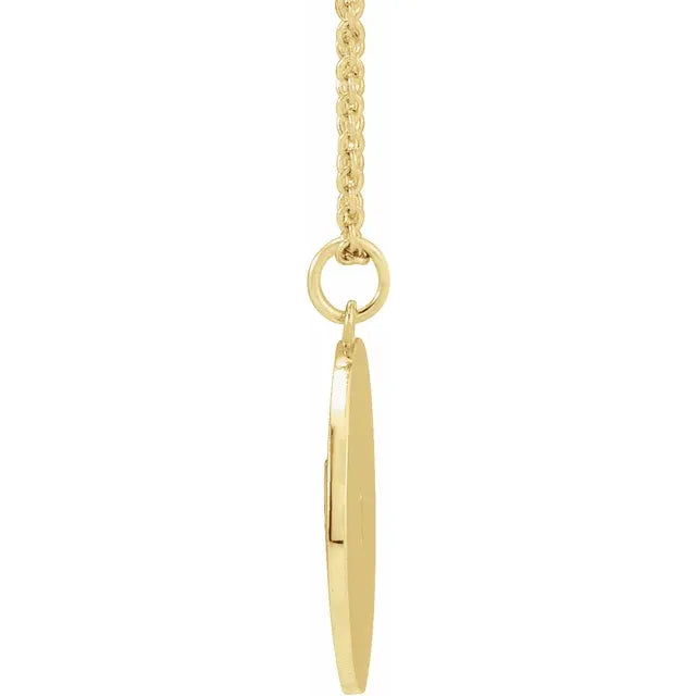 14K Yellow .08 CT Baguette Diamond Disc Pendant, comes with Adjustable chain