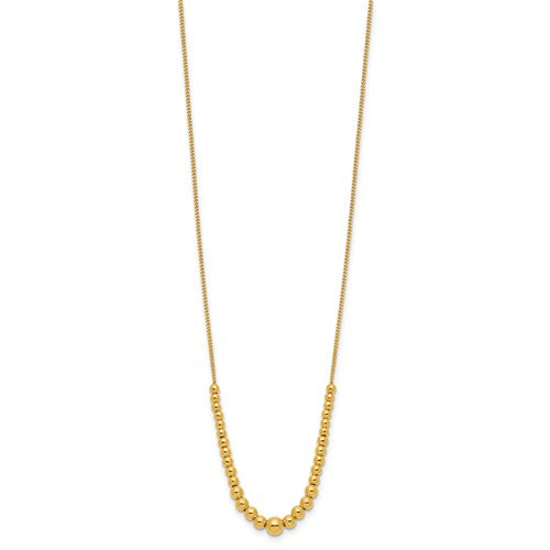14K Yellow Gold Polished Graduated Beaded Necklace