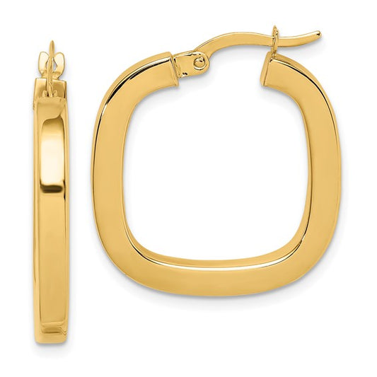 14k Yellow Gold Square Tube Hoop Earrings