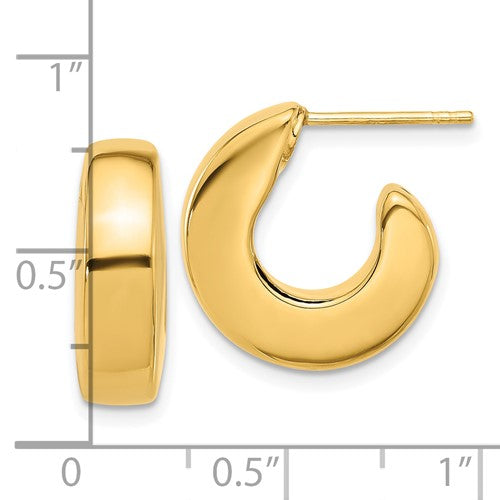 14k Yellow Gold Modern J-Hook Earrings