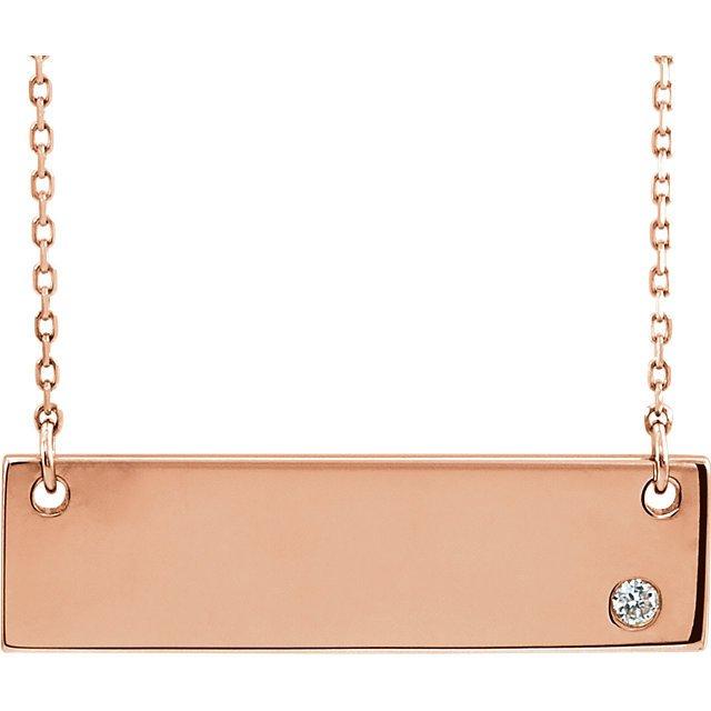 14K Gold .03 CT Diamond Bar Personalized Jewelry