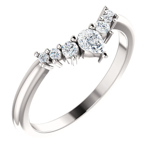 14K Gold 1/4 CTW Natural Pear Diamond Contoured Band