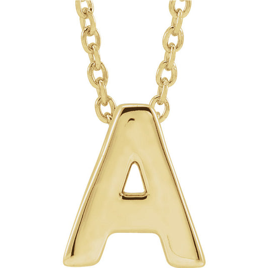 14k Yellow Gold Block Initial Pendant Slide
