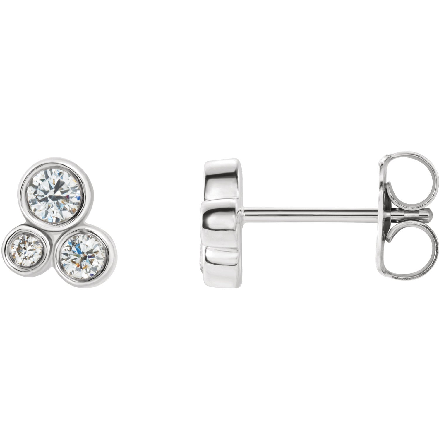 3 Diamond Cluster Stud Earring , Small Diamond Cluster Earrings , Round Diamond , Irelia Fine Jewelry 
