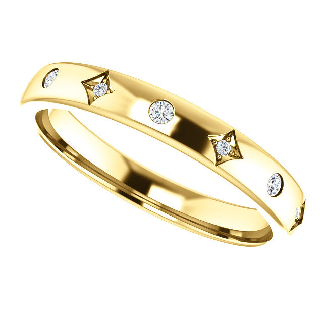 14k Gold Vintage Inspired 1/10 Natural Diamond Band
