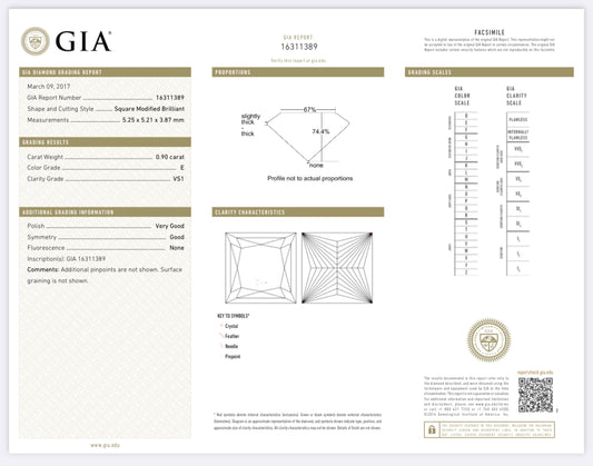 .90 Carat Princess Cut Diamond E ,VS1 GIA Certified 16311389
