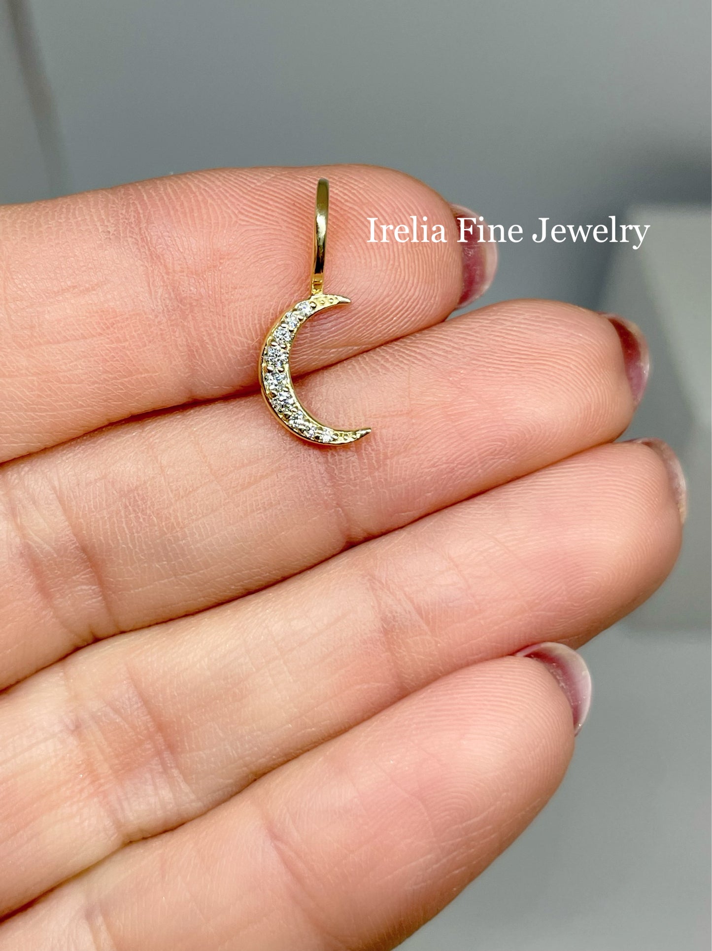 14K Yellow .07 CTW Natural Diamond Crescent Moon Pendant/Charm