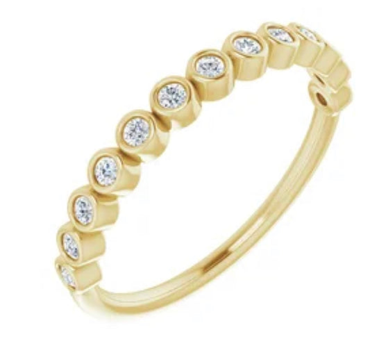 14K Gold 1/5 CTW Bezel Set Natural Diamond Stackable Ring