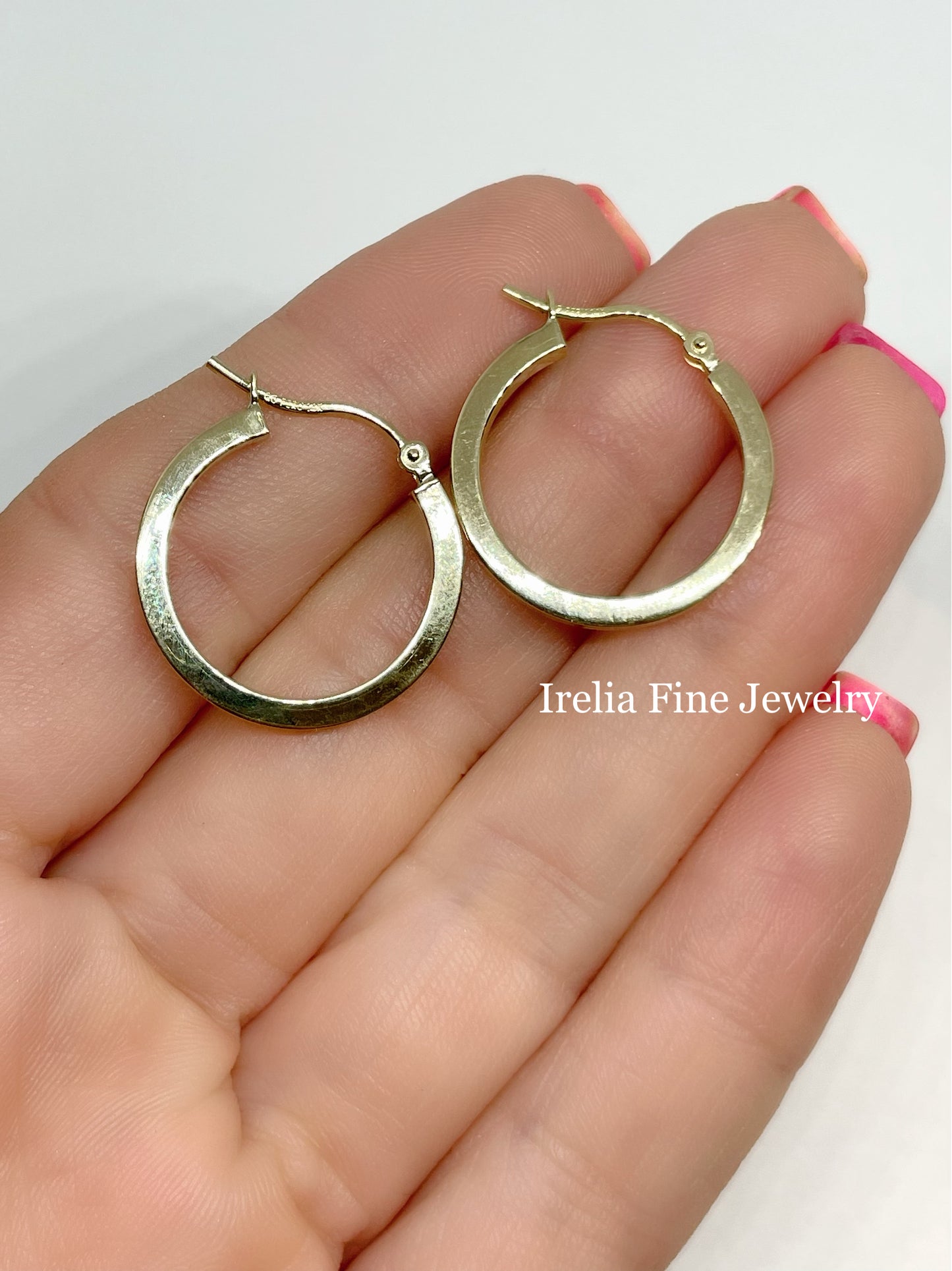 14k Gold 2 mm Flat Hoop Earrings