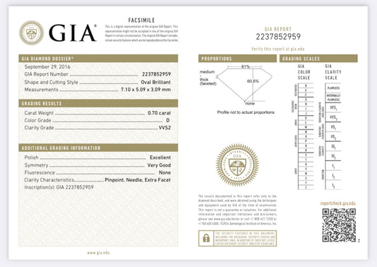 .70 Carat Oval Cut Diamond D , VVS2, GIA CERTIFICATE 2237852959