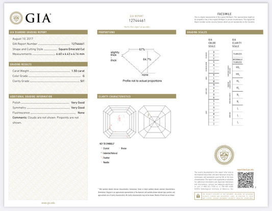 1.50 Carat Asscher Cut Diamond G , S1 , GIA CERTIFICATE 12744461