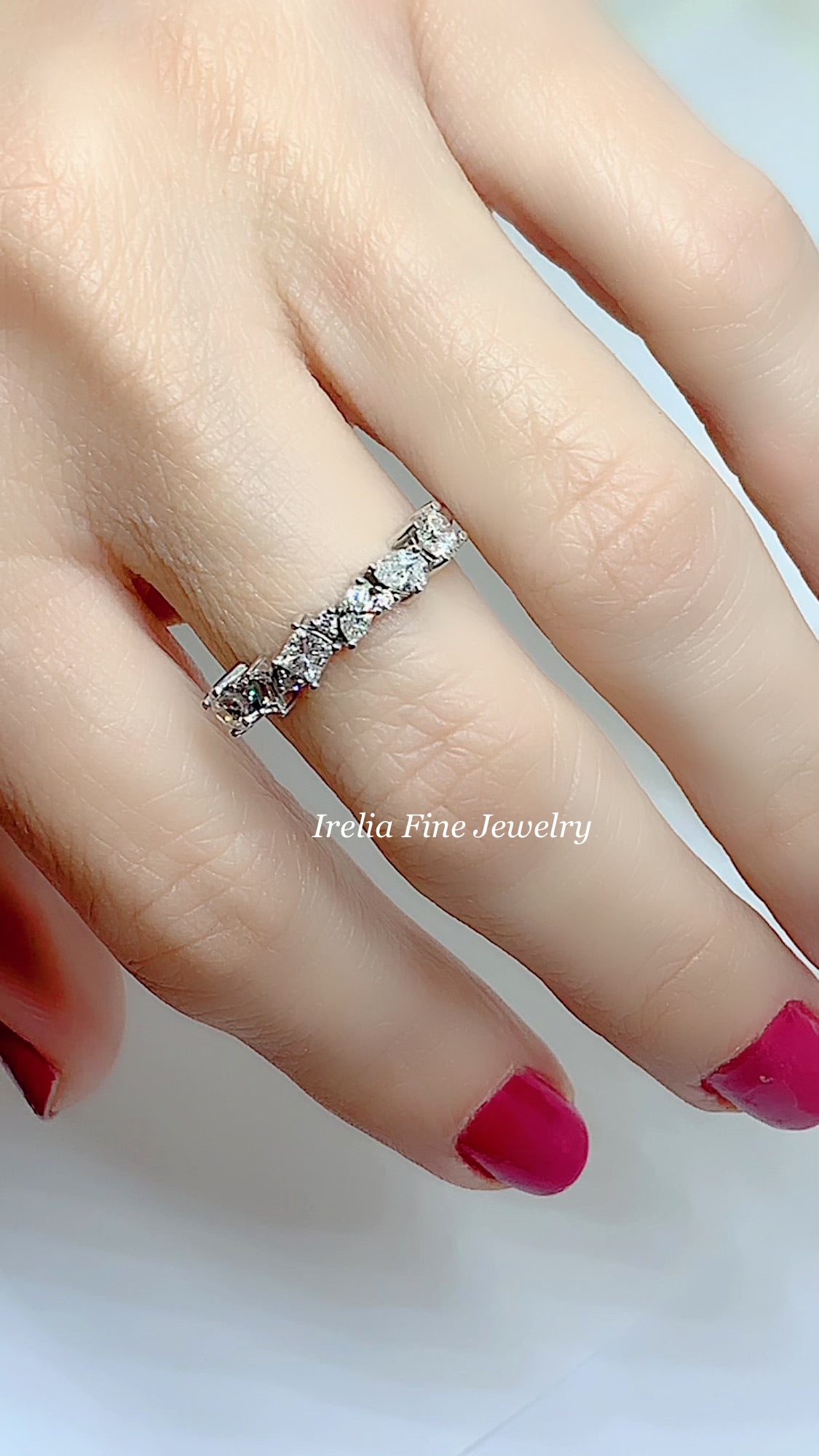 14K White 7/8 Carat Natural Diamond Band , Size 7