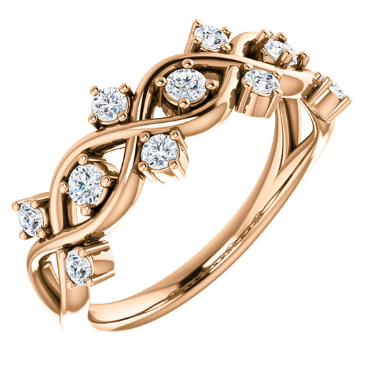 14k Gold 3/4 Diamond Anniversary Band, Ring Size 7