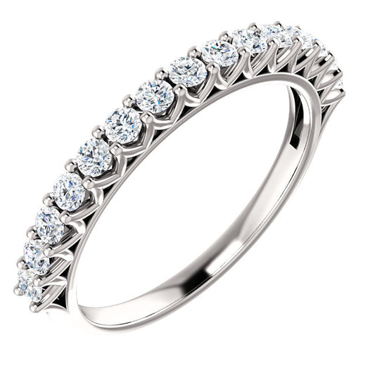 14K Gold 1/2 CTW Diamond Shared Prong Wedding or Stackable Ring